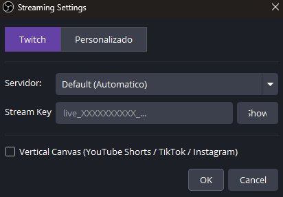 Adding Twitch stream key to OBS multistream plugin